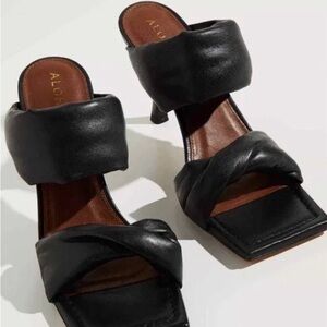 Alohas Natasha Puffy Leather Mule Heels Black EU 40